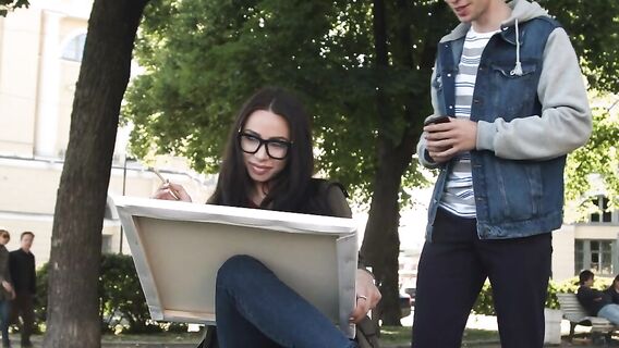 Накончал в рот русской девки с большими силиконовыми титьками